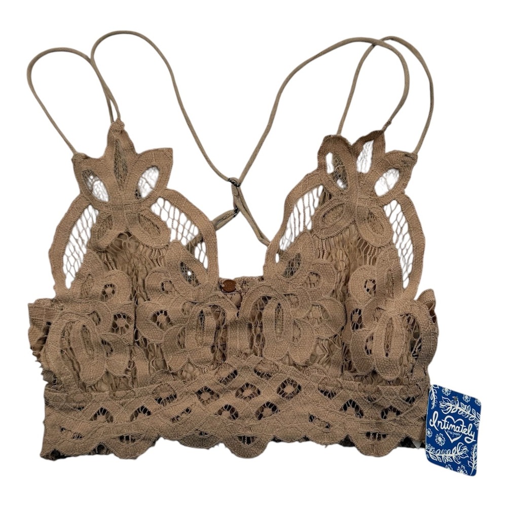Free People Adella Bralette Womens XS Nude Tan Boho Lace Crochet Festival New